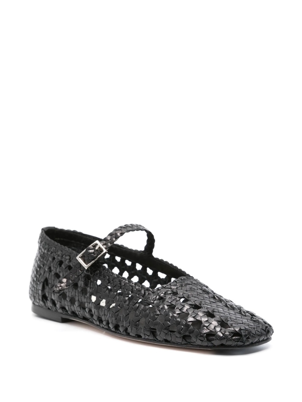 Miista Black Woven Mary Jane Flats with Buckle Strap - Picture 5 of 5